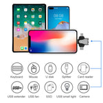 محول 3 في 1 من 8 دبابيس + USB-C / Type-C + Micro USB ذكر إلى USB 3.0 أنثى من سبائك الزنك