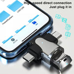 محول 3 في 1 من 8 دبابيس + USB-C / Type-C + Micro USB ذكر إلى USB 3.0 أنثى من سبائك الزنك