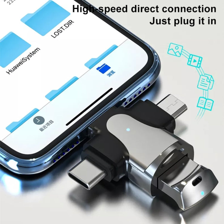 محول 3 في 1 من 8 دبابيس + USB-C / Type-C + Micro USB ذكر إلى USB 3.0 أنثى من سبائك الزنك