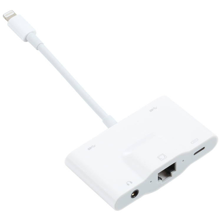 محول NK-1033 5 في 1 من 8 دبابيس ذكر إلى USB مزدوج + AUX 3.5 مم + إيثرنت + طاقة 8 دبابيس أنثى