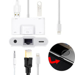 محول NK-1033 5 في 1 من 8 دبابيس ذكر إلى USB مزدوج + AUX 3.5 مم + إيثرنت + طاقة 8 دبابيس أنثى