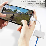 محول NK-1033 5 في 1 من 8 دبابيس ذكر إلى USB مزدوج + AUX 3.5 مم + إيثرنت + طاقة 8 دبابيس أنثى