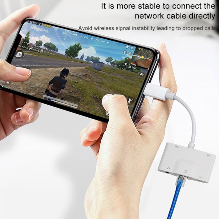 محول NK-1033 5 في 1 من 8 دبابيس ذكر إلى USB مزدوج + AUX 3.5 مم + إيثرنت + طاقة 8 دبابيس أنثى