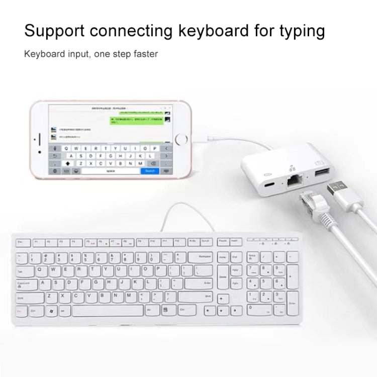 محول NK-107 3 في 1 من 8 دبابيس ذكر إلى USB + إيثرنت 1000M + طاقة 8 دبابيس أنثى