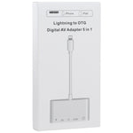 محول AV رقمي OTG 5 في 1 من 8 دبابيس ذكر إلى USB + HDMI + فتحة بطاقة TF / SD + طاقة 8 دبابيس أنثى، فتحة بطاقة TF / SD