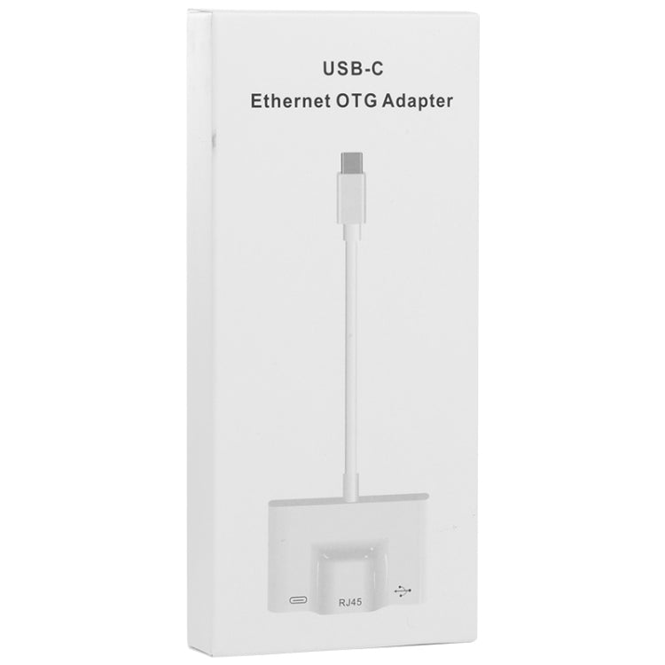 محول 3 في 1 USB-C / Type-C ذكر إلى USB + إيثرنت RJ45 100M + طاقة Type-C أنثى