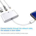 كابل محول فيديو رقمي NK-107 3 في 1 منافذ أنثى إيثرنت + USB + شحن 8 دبابيس إلى ذكر 8 دبابيس OTG