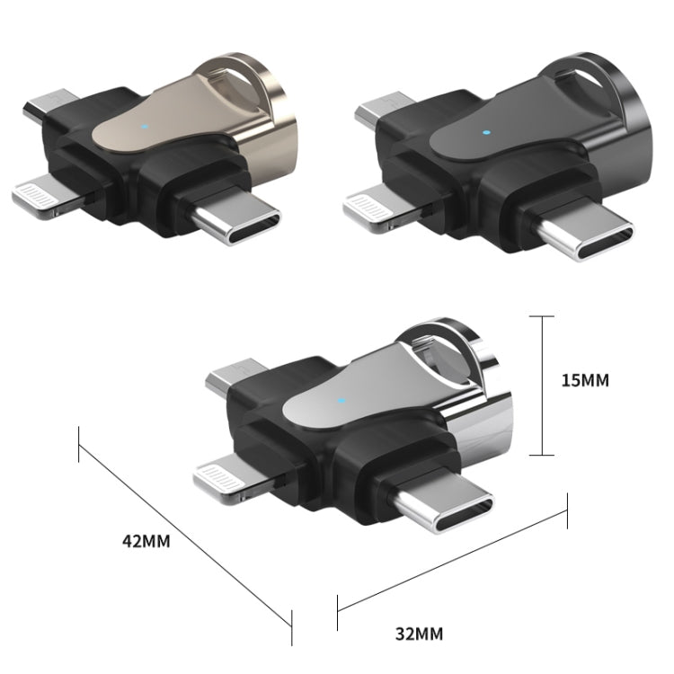 محول OTG 3 في 1، USB إلى Type-C / Micro USB / 8 دبوس