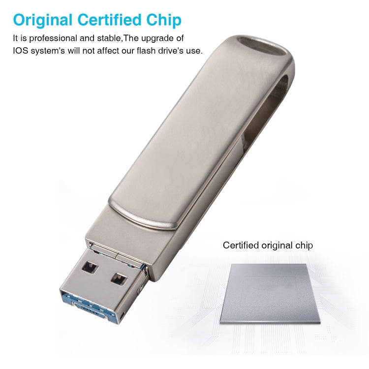 ذاكرة فلاش دوارة معدنية Richwell 3 في 1 بسعة 16 جيجابايت Micro USB + 8 Pin + USB 3.0 مع وظيفة OTG