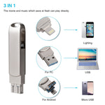 ذاكرة فلاش دوارة معدنية Richwell 3 في 1 بسعة 16 جيجابايت Micro USB + 8 Pin + USB 3.0 مع وظيفة OTG
