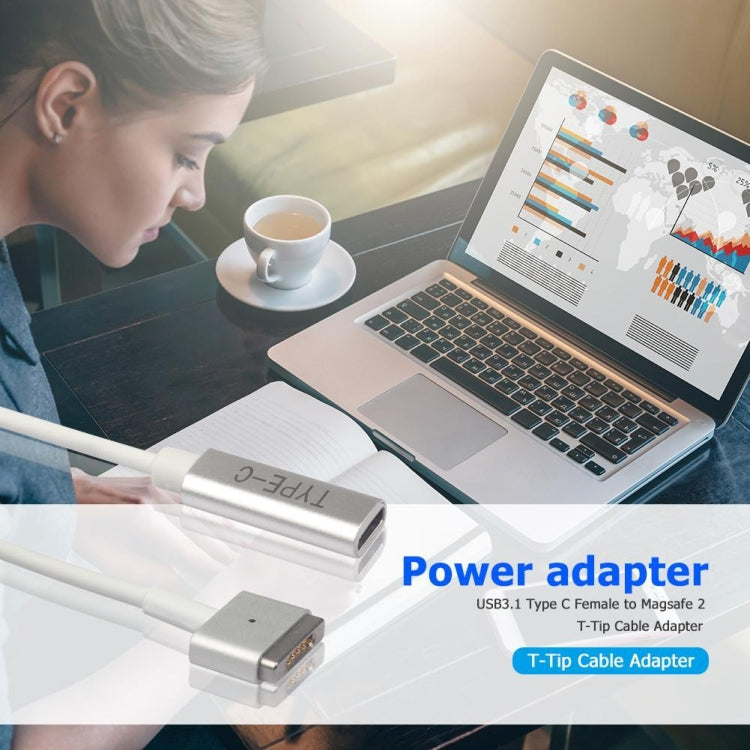 محول شحن 5 دبابيس MagSafe 2 (على شكل T) إلى USB-C / Type-C PD، من Type-C إلى MagSafe 2