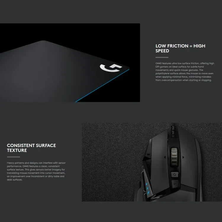 لوح فأرة ألعاب صلب من Logitech G440، الحجم: 34 × 28 سم، G440 صلب
