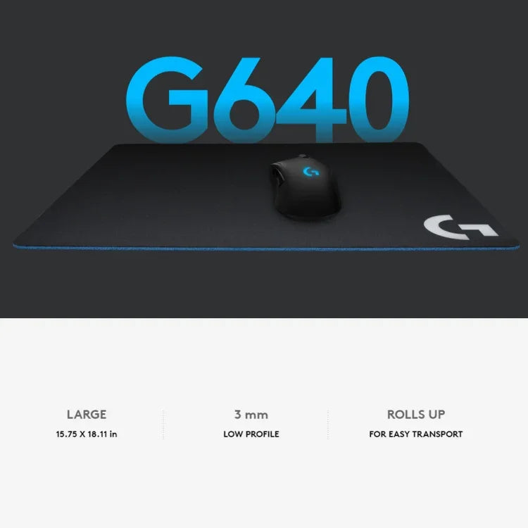 لوح فأرة ألعاب ناعم من القماش من Logitech G640، الحجم: 46 × 40 سم، G640 ناعم من القماش