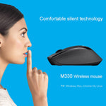 فأرة بصرية لاسلكية صامتة Logitech M330 مع مستقبل Micro USB