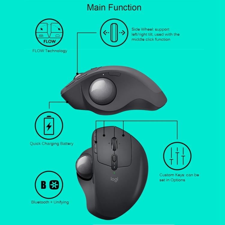 فأرة بصرية لاسلكية بتقنية Bluetooth + Unifying ثنائية الوضع بدقة 440DPI من Logitech MX ERGO S، MX ERGO S