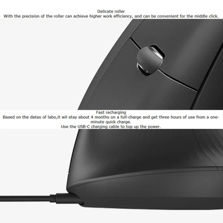 فأرة بصرية عمودية لاسلكية مريحة من Logitech MX Vertical بدقة 4000DPI مع USB-C / Type-C + Unifying + Bluetooth بثلاثة أوضاع، MX Vertical
