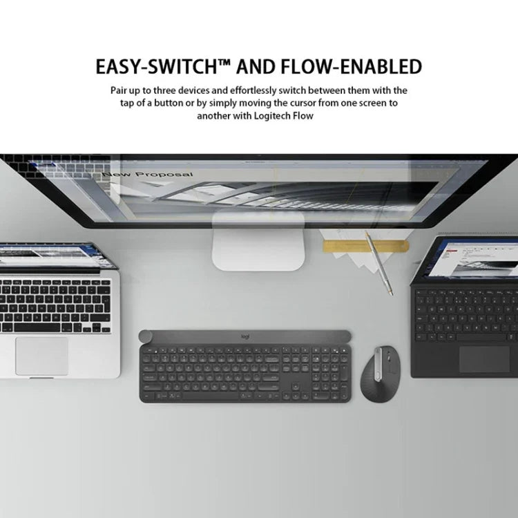 فأرة بصرية عمودية لاسلكية مريحة من Logitech MX Vertical بدقة 4000DPI مع USB-C / Type-C + Unifying + Bluetooth بثلاثة أوضاع، MX Vertical