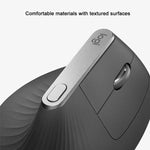 فأرة بصرية عمودية لاسلكية مريحة من Logitech MX Vertical بدقة 4000DPI مع USB-C / Type-C + Unifying + Bluetooth بثلاثة أوضاع، MX Vertical