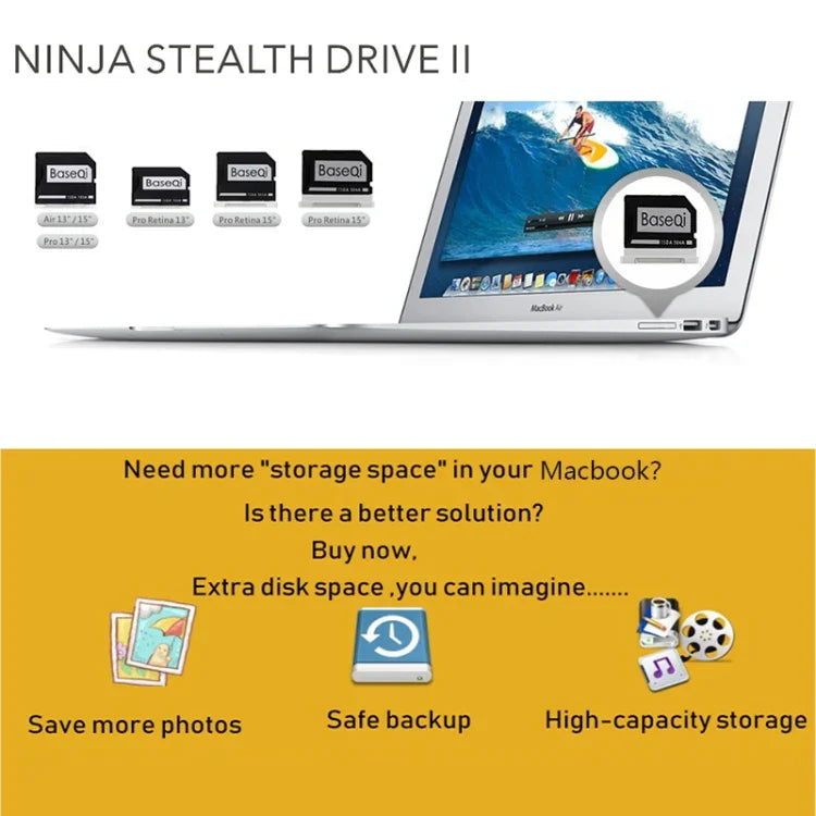 حافظة بطاقة SD من BASEQI مصنوعة من سبائك الألمنيوم مخفية لأجهزة لابتوب Macbook Pro (منتصف 2012) (غير Retina)، لأجهزة Macbook Pro منتصف 2012 (غير Retina)
