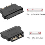 محول SATA أنثى 22 دبوس إلى SLIMLINE SATA ذكر 13 دبوس، SATA أنثى 22 دبوس إلى SATA ذكر 13 دبوس