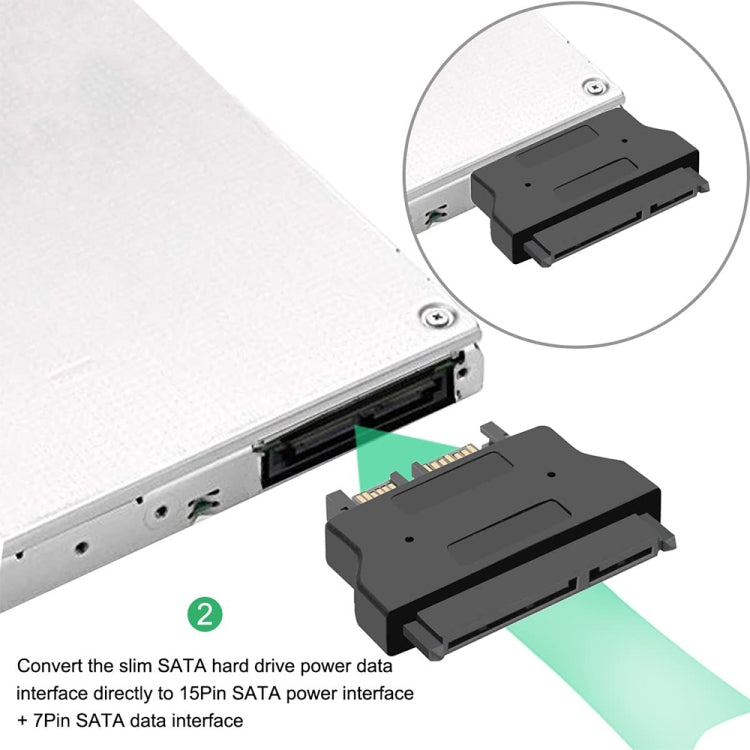 محول SATA أنثى 22 دبوس إلى SLIMLINE SATA ذكر 13 دبوس، SATA أنثى 22 دبوس إلى SATA ذكر 13 دبوس