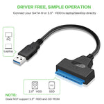 محول كابل SATA إلى USB 3.0 احترافي لتوسيع محرك الأقراص الصلبة SSD بحجم 2.5 بوصة، 2.5 بوصة
