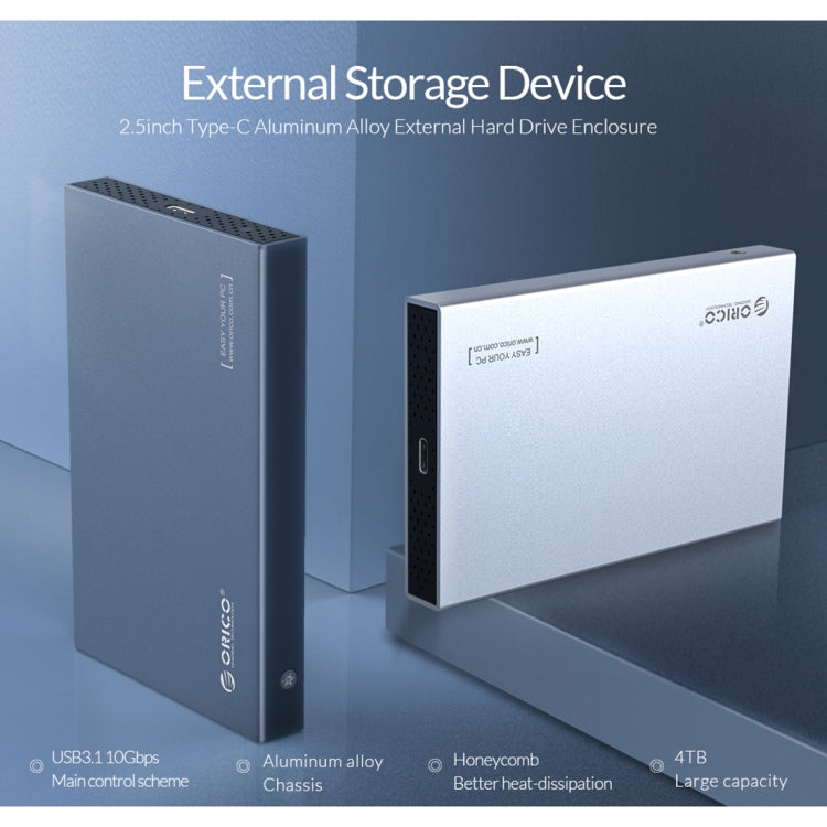 غلاف محرك أقراص SSD ميكانيكي ORICO DD25 C3 بحجم 2.5 بوصة Type-C إلى Type-C و USB، السعة المدعومة: 6 تيرابايت
