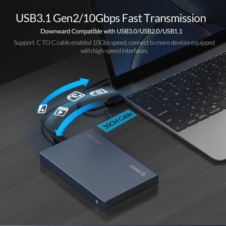 غلاف محرك أقراص SSD ميكانيكي ORICO DD25 C3 بحجم 2.5 بوصة Type-C إلى Type-C و USB، السعة المدعومة: 6 تيرابايت