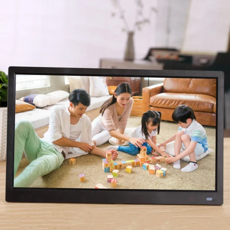 إطار صور رقمي بشاشة LED FHD بحجم 15.6 بوصة مع حامل وجهاز تحكم عن بعد، برنامج MSTAR V53، يدعم مدخل USB / بطاقة SD