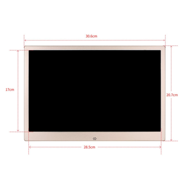 إطار صور رقمي بشاشة LED عالية الدقة 1280x800 مقاس 13.3 بوصة HSD1303 مع حامل وتحكم عن بعد، يدعم بطاقة SD / MMC / MS / منفذ USB، قابس UK (ذهبي)، HSD1303 13.3 بوصة