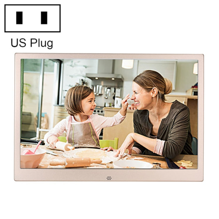 إطار صور رقمي بشاشة LED عالية الدقة 1280x800 مقاس 13.3 بوصة HSD1303 مع حامل وتحكم عن بعد، يدعم بطاقة SD / MMC / MS / منفذ USB، قابس UK (ذهبي)، HSD1303 13.3 بوصة