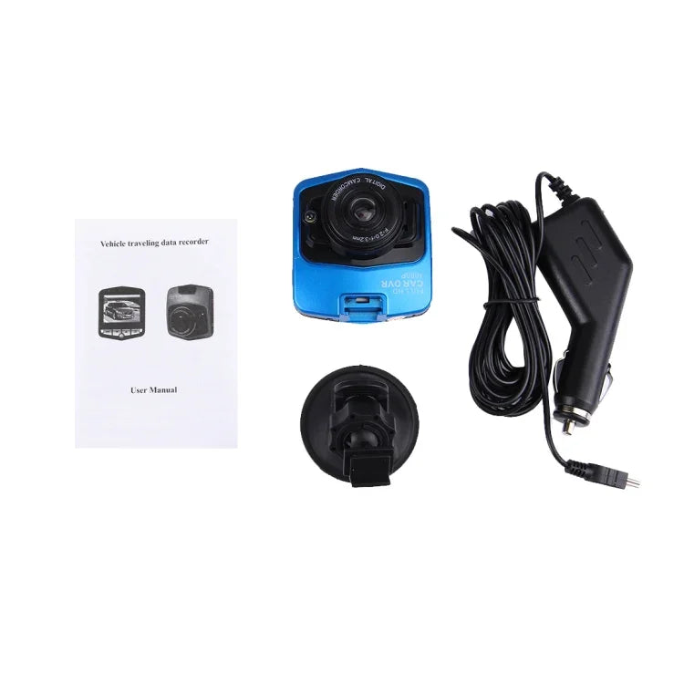كاميرا فيديو سيارة VGA 480P مسجل صوت رقمي بشاشة LCD بحجم 2.4 بوصة، يدعم بطاقة Micro TF بسعة 32 جيجابايت ووظيفة الرؤية الليلية بالأشعة تحت الحمراء (أسود + أزرق)، شاشة LCD 2.4 بوصة