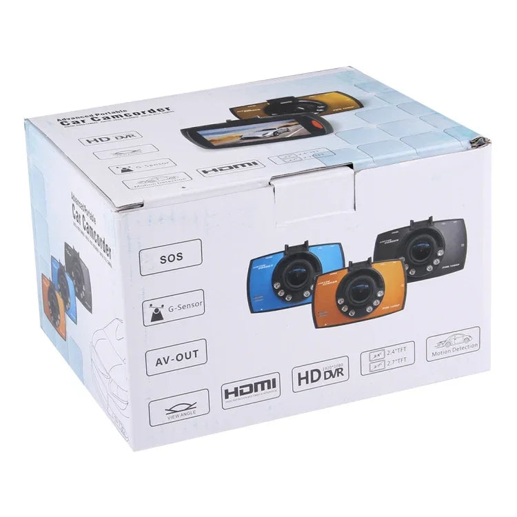 كاميرا DVR سيارة بشاشة LCD بحجم 2.7 بوصة، دقة 480P، كاميرا 1.3 ميجابكسل، زاوية عرض 120 درجة، يدعم الرؤية الليلية / كشف الحركة / بطاقة TF / حساس G، 2.7 بوصة