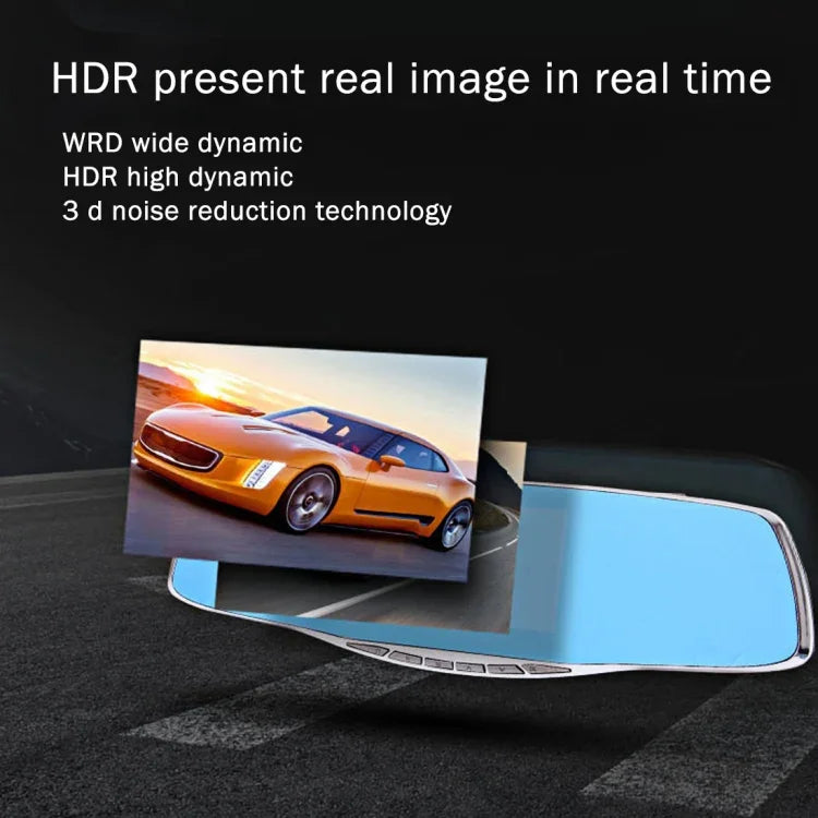 مسجل سيارة G835 بشاشة عرض 4.3 بوصة بدقة HD 1080P ومرآة الرؤية الخلفية، Generalplus 2248، كاميرتان بزوايا عرض 170 درجة، يدعم التسجيل HDR / وظيفة كشف الحركة، G835