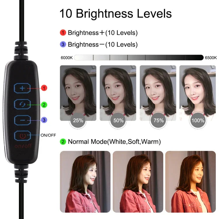 مجموعة PULUZ 4 في 1 لمعدات بث مباشر وتسجيل فيديو للهواتف الذكية مع ضوء سيلفي LED حلقي 4.7 بوصة 12 سم ومثبت مقبض ألومنيوم مع ميكروفون + حامل ترايبود + قاعدة ترايبود بارد لرأس الترايبود، مجموعة حامل ألومنيوم مع ضوء حلقي