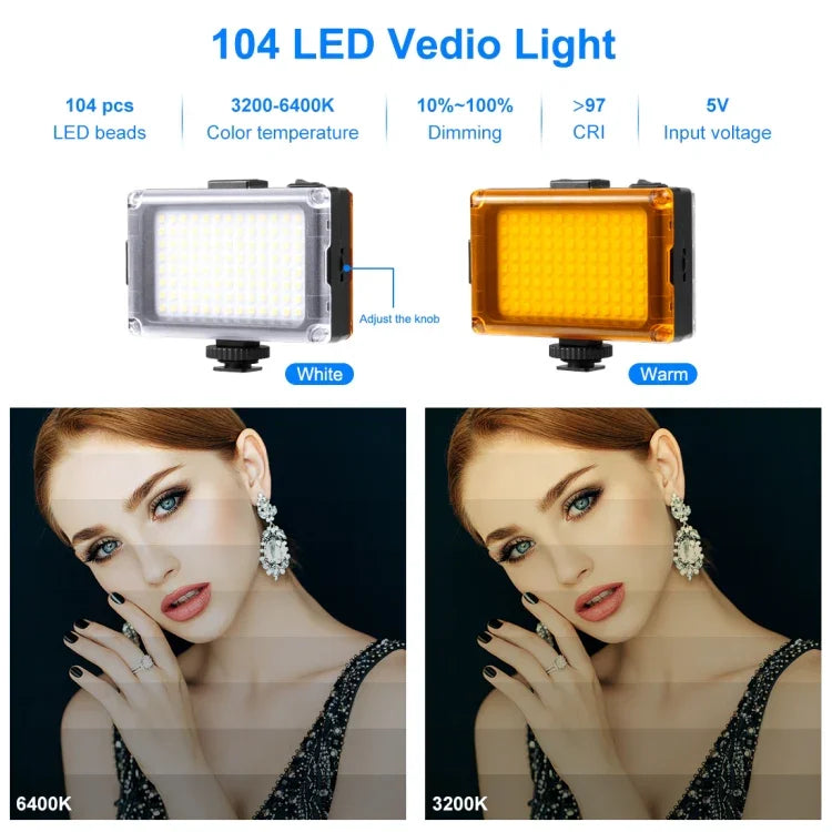 مجموعة PULUZ 4 في 1 لجهاز بث مباشر محمول بالبلوتوث مع ضوء سيلفي LED وحامل فيديو للهواتف الذكية مع ميكروفون + حامل ترايبود + رأس ترايبود بحذاء بارد لهواتف iPhone وGalaxy وHuawei وXiaomi وHTC وLG وGoogle وغيرها من الهواتف الذكية، جهاز بلوتوث 4 في 1