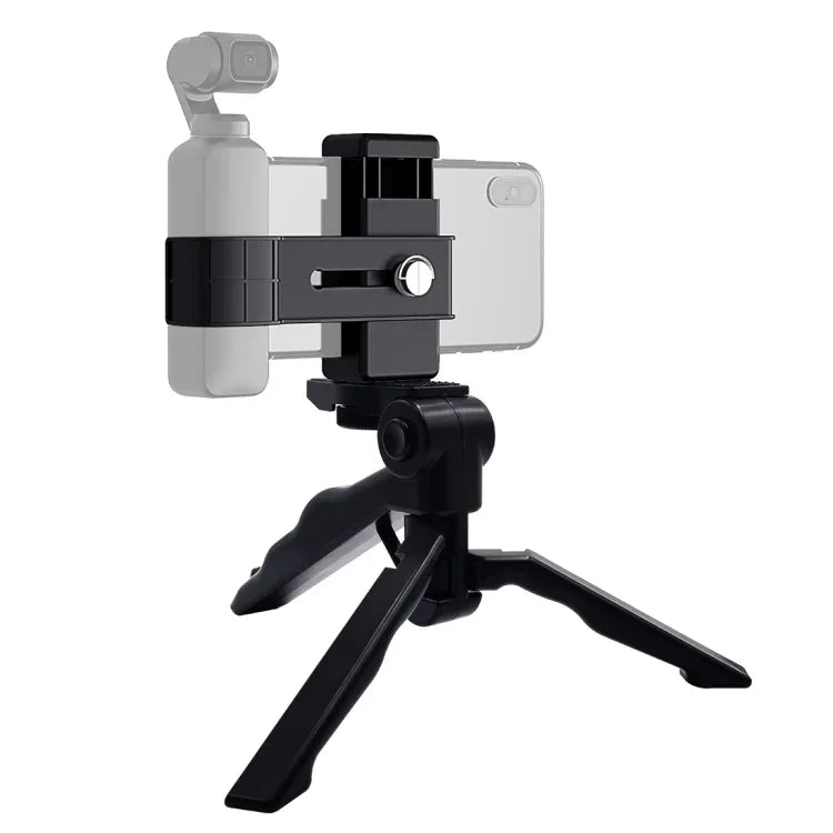مشبك تثبيت هاتف ذكي PULUZ حامل 1/4 بوصة + مجموعة تركيب ترايبود قابلة للطي لـ DJI OSMO Pocket / Pocket 2، مشبك + ترايبود