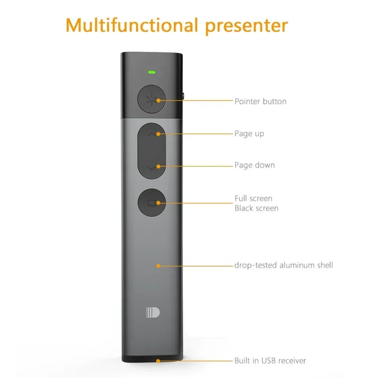 مؤشر ليزر أحمر DOOSL DSIT036 جهاز تقديم لاسلكي 2.4GHz للتحكم في PowerPoint، ليزر أحمر