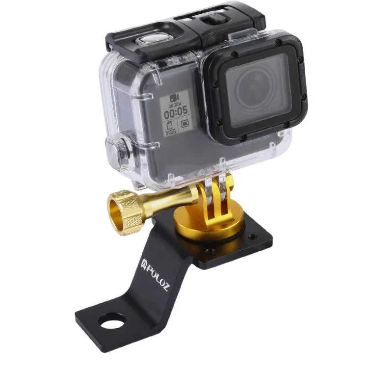 PULUZ حامل تثبيت دراجة نارية من سبائك الألمنيوم مع محول حامل ثلاثي القوائم ومسمار لكاميرات GoPro، Insta360، DJI وغيرها من كاميرات الأكشن، حامل تثبيت 2 (أسود)، حامل تثبيت 2 (فضي)، حامل تثبيت 2 (أحمر)، حامل تثبيت 2 (أزرق)، حامل تثبيت 2 (ذهبي)
