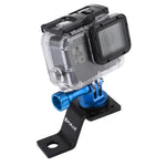 PULUZ حامل تثبيت دراجة نارية من سبائك الألمنيوم مع محول حامل ثلاثي القوائم ومسمار لكاميرات GoPro، Insta360، DJI وغيرها من كاميرات الأكشن، حامل تثبيت 2 (أسود)، حامل تثبيت 2 (فضي)، حامل تثبيت 2 (أحمر)، حامل تثبيت 2 (أزرق)، حامل تثبيت 2 (ذهبي)