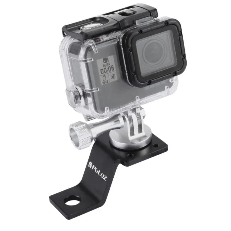 PULUZ حامل تثبيت دراجة نارية من سبائك الألمنيوم مع محول حامل ثلاثي القوائم ومسمار لكاميرات GoPro، Insta360، DJI وغيرها من كاميرات الأكشن، حامل تثبيت 2 (أسود)، حامل تثبيت 2 (فضي)، حامل تثبيت 2 (أحمر)، حامل تثبيت 2 (أزرق)، حامل تثبيت 2 (ذهبي)
