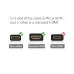 كابل فيديو HDMI 19 دبوس إلى Micro HDMI من PULUZ لكاميرات GoPro Hero11 Black / HERO10 Black / HERO9 Black /8 Black /7 /6 /5 /4 /3+ /3، سوني، LG، باناسونيك، كانون، نيكون، الهواتف الذكية والكاميرات، الطول: 1.5 م، كابل HDMI لـ GoPro