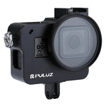 هيكل حماية من سبائك الألمنيوم CNC من PULUZ مع إطار تأمين وعدسة UV بقطر 52 مم لكاميرا GoPro HERO(2018) /7 Black /6 /5، لإطار سحب HERO6 /5، لإطار سحب HERO5