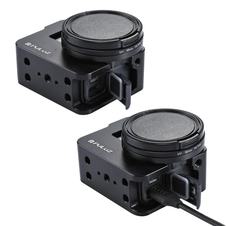 هيكل حماية من سبائك الألمنيوم CNC من PULUZ مع إطار تأمين وعدسة UV بقطر 52 مم لكاميرا GoPro HERO(2018) /7 Black /6 /5، لإطار سحب HERO6 /5، لإطار سحب HERO5