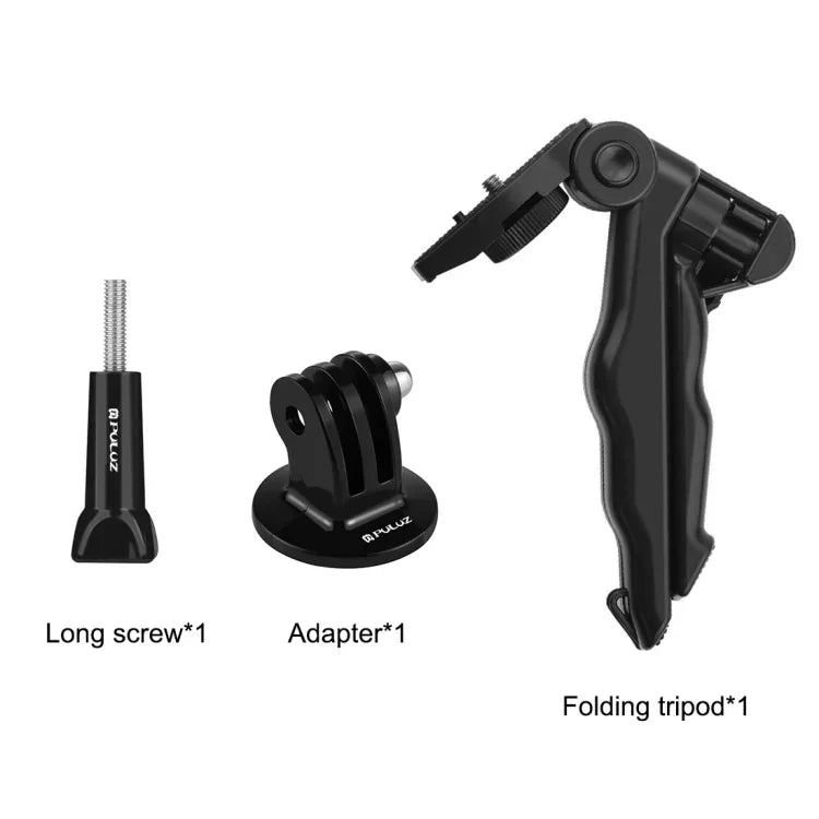 حامل ترايبود قابل للطي مع محول وبراغي من PULUZ لكاميرات GoPro وInsta360 وDJI وغيرها، الحد الأقصى للحمولة: 2 كجم