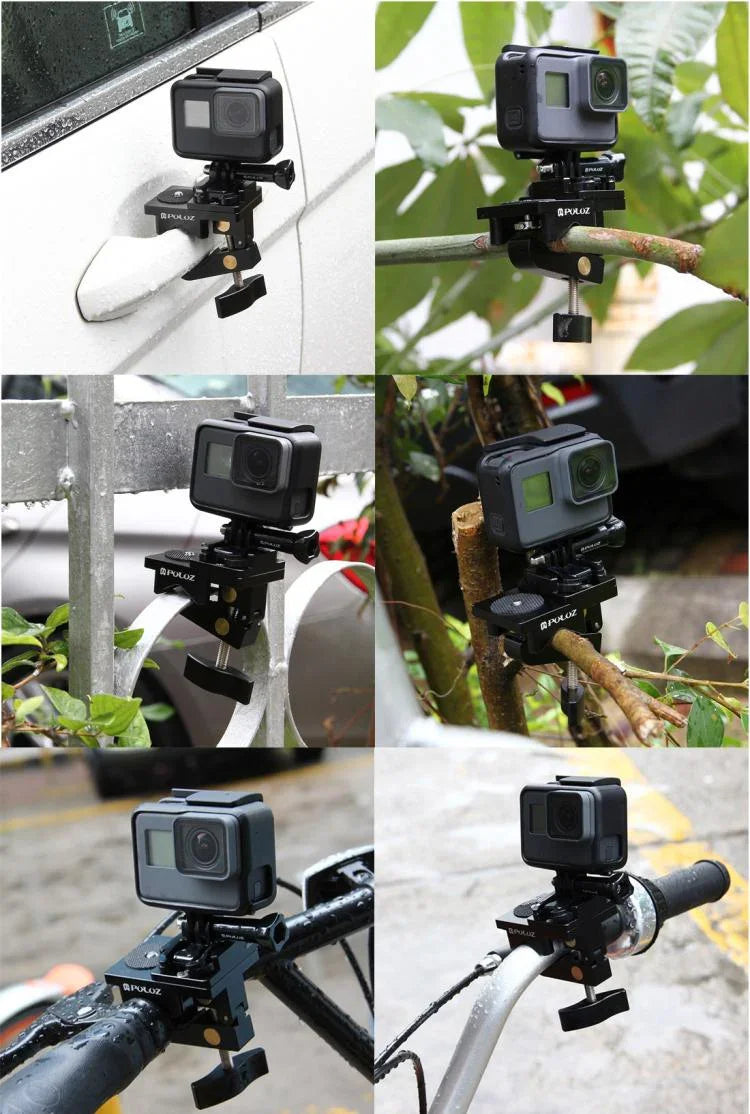 مشبك تثبيت عالمي من سبائك الألمنيوم من PULUZ لتركيب كاميرات GoPro وInsta360 وDJI وغيرها، مشبك تثبيت