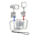 ذراع إضاءة غوص مزدوجة محمولة من CNC الألمنيوم مع حبل لكاميرات GoPro وInsta360 وDJI وغيرها من كاميرات الحركة من PULUZ، حامل ذراع الإضاءة/S