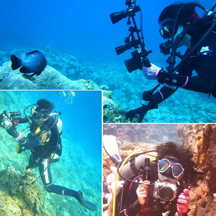 ذراع إضاءة غوص مزدوجة محمولة من CNC الألمنيوم مع حبل لكاميرات GoPro وInsta360 وDJI وغيرها من كاميرات الحركة من PULUZ، حامل ذراع الإضاءة/S