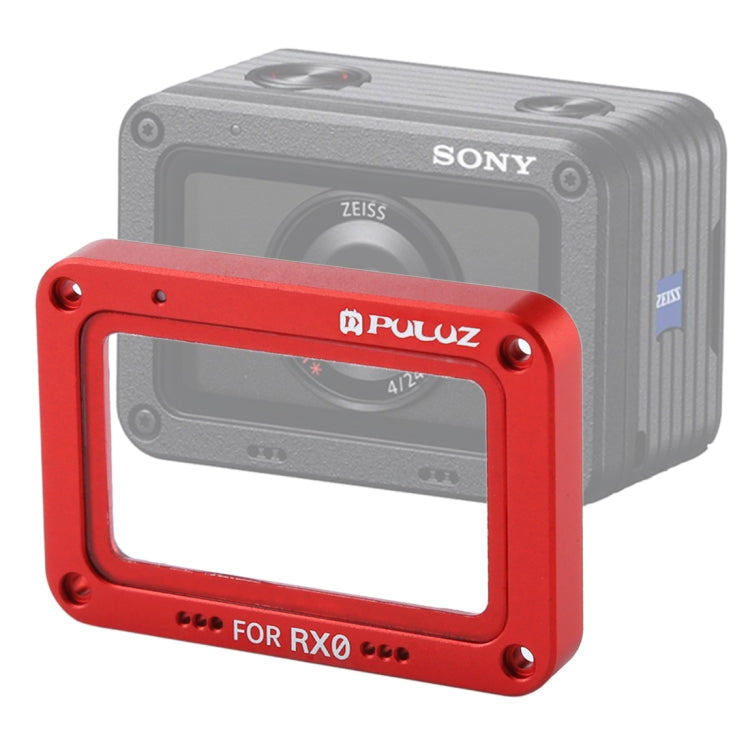 واقي عدسة من الألمنيوم مع زجاج مقسى من PULUZ لكاميرا Sony RX0 / RX0 II، مع براغي ومفكات، أمامي أحمر لهب