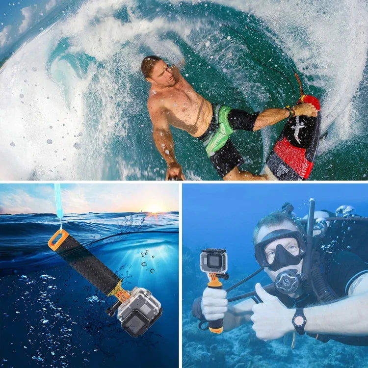 مقبض يد عائم PULUZ مع حزام لأعمدة الطفو لكاميرات GoPro HERO10 Black / HERO9 Black / HERO8 Black / HERO7 /6 /5 /5 Session /4 Session /4 /3+ /3 /2 /1، Xiaoyi وكاميرات الحركة الأخرى، مقبض يد عائم